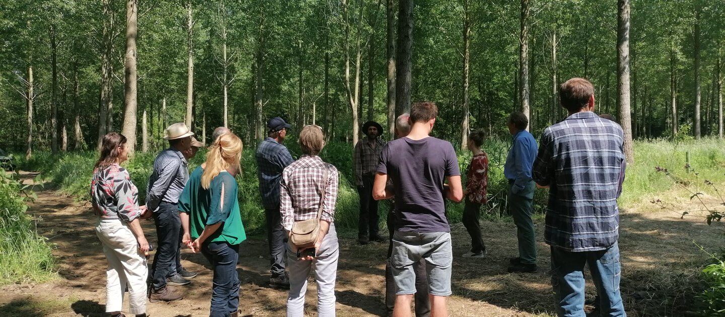 Groep tijdens excursie in bos