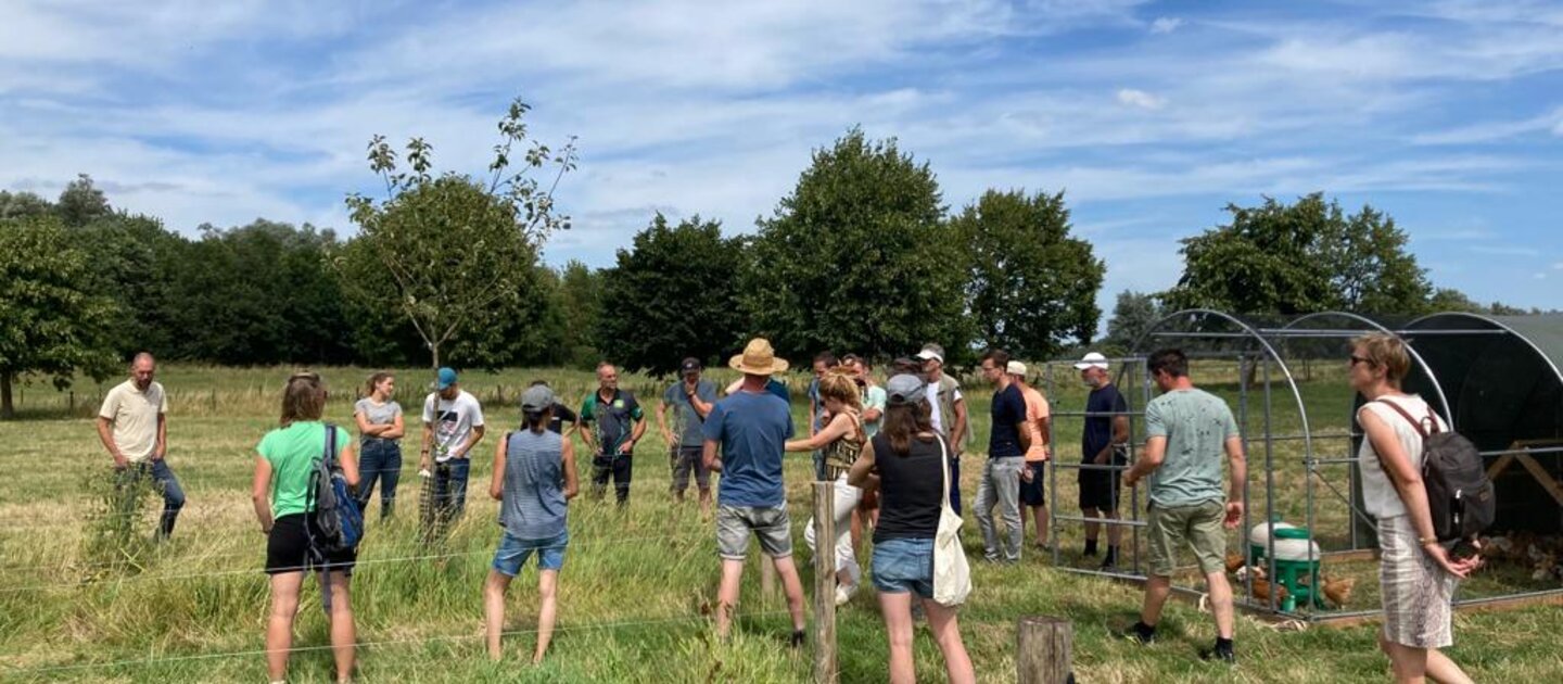 Groep tijdens excursie in weiland